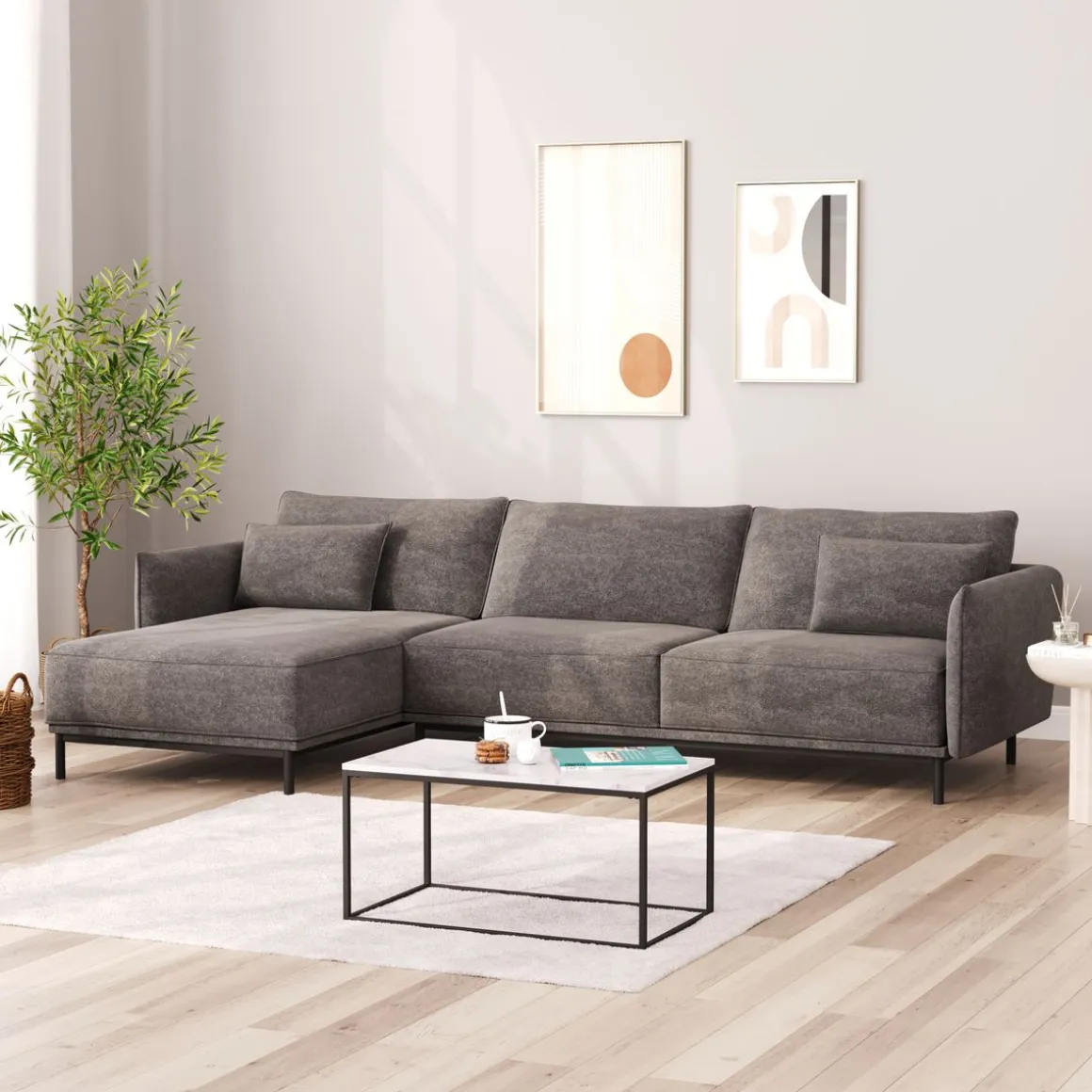 Ecksofa ELVIS links anthrazit