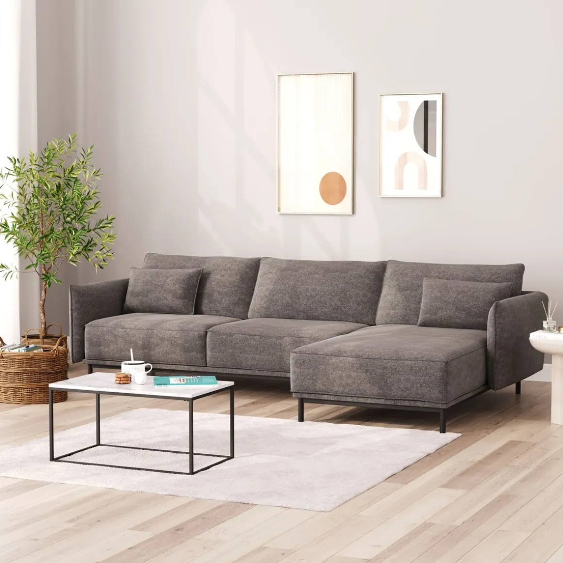 Ecksofa ELVIS rechts anthrazit