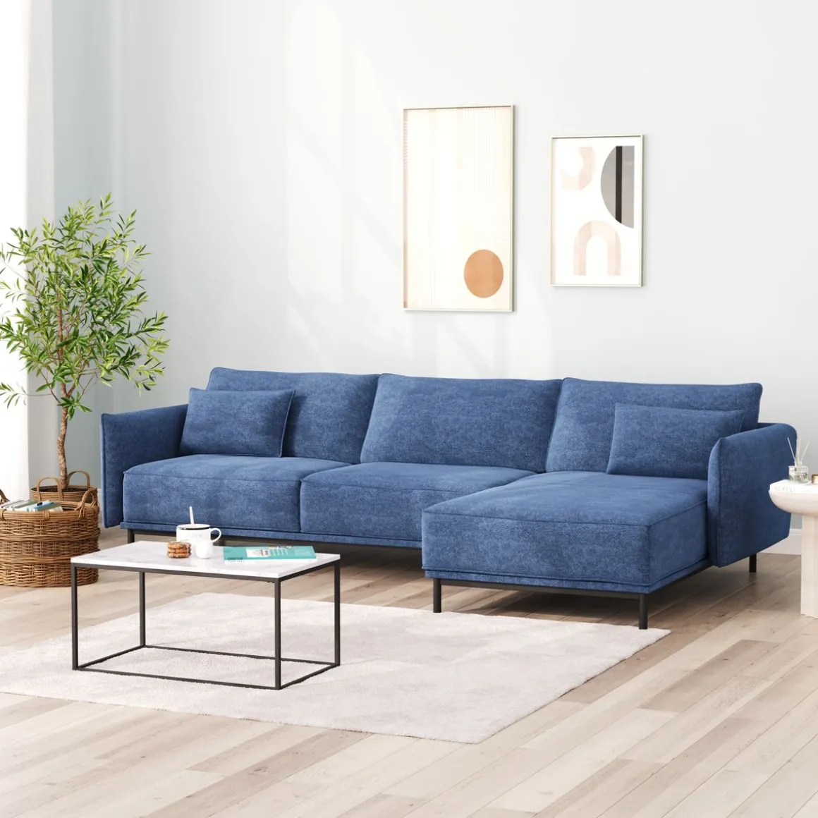 Ecksofa ELVIS rechts blau