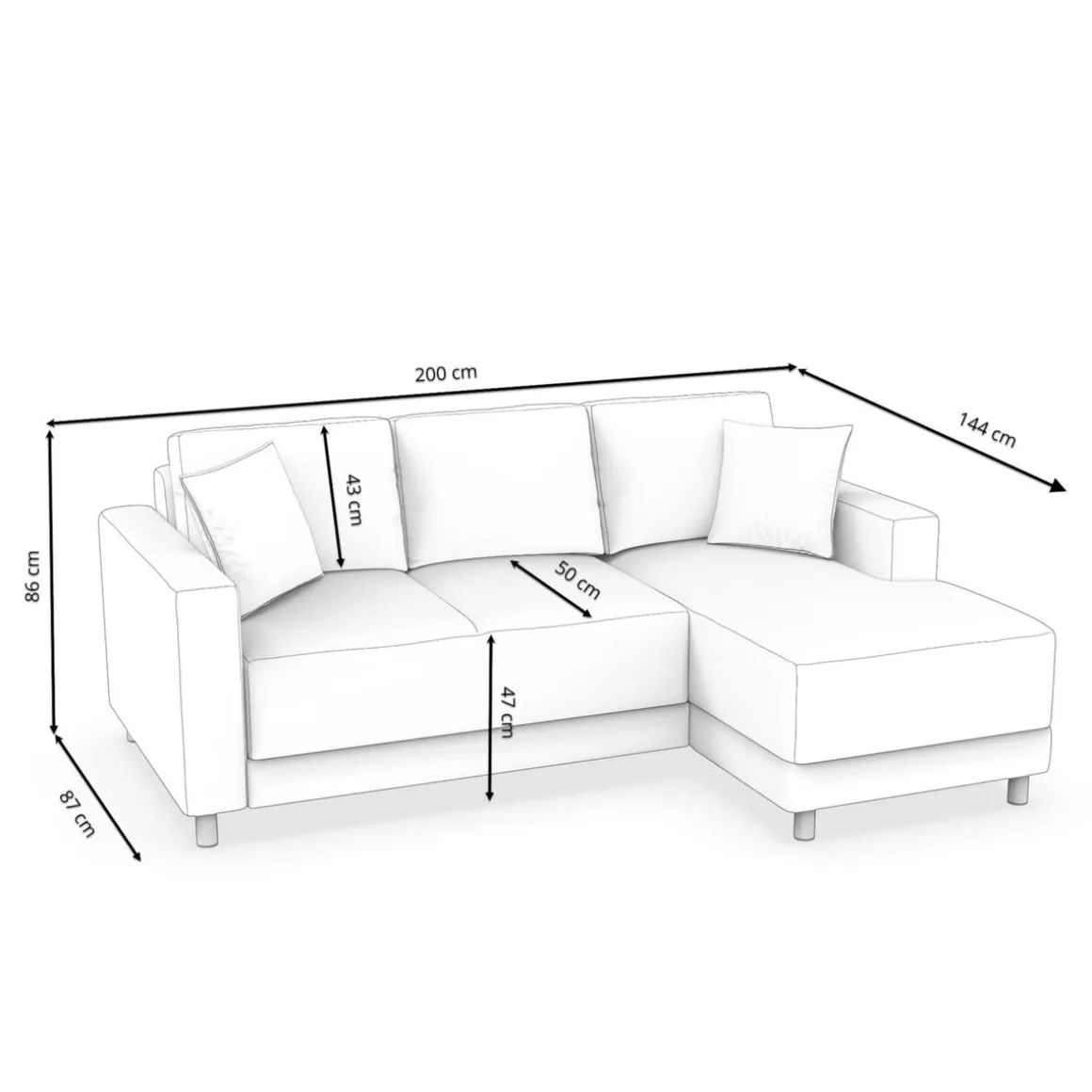 Ecksofa ERIN rechts grau/beige