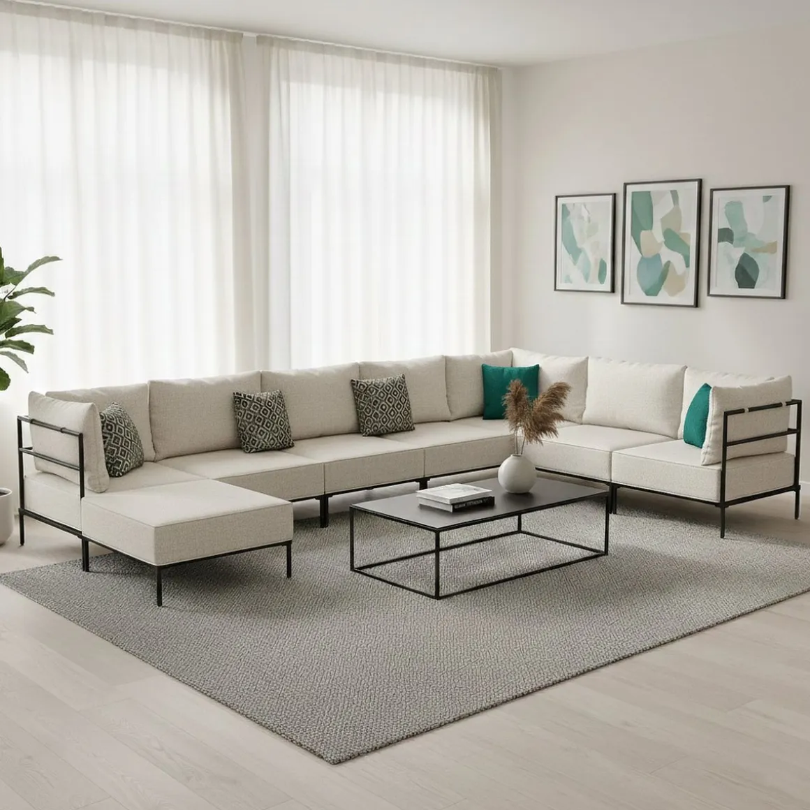 Ecksofa ETHAN Deluxe 6-Sitzer creme