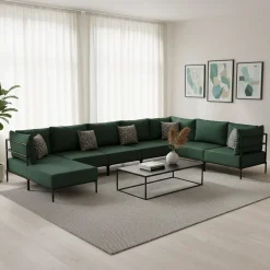 Ecksofa ETHAN Deluxe 6-Sitzer dunkelgrün