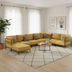 Ecksofa ETHAN Deluxe 6-Sitzer gelb