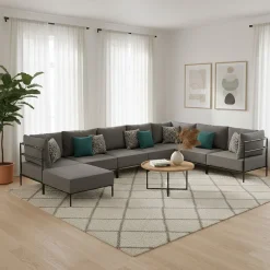 Ecksofa ETHAN Deluxe 6-Sitzer hellgrau