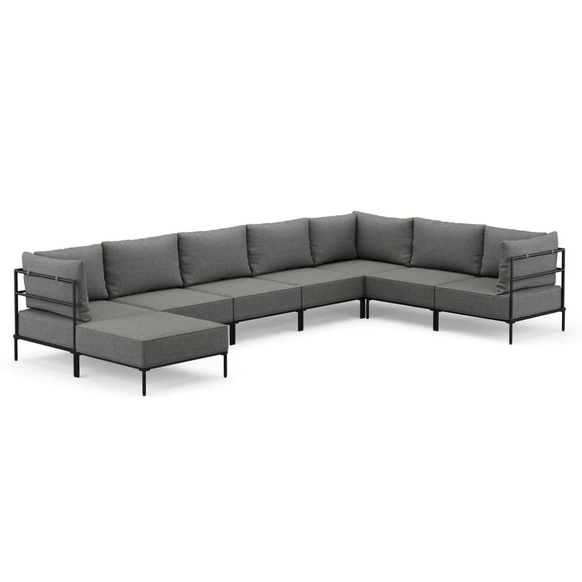Ecksofa ETHAN Deluxe 6-Sitzer hellgrau