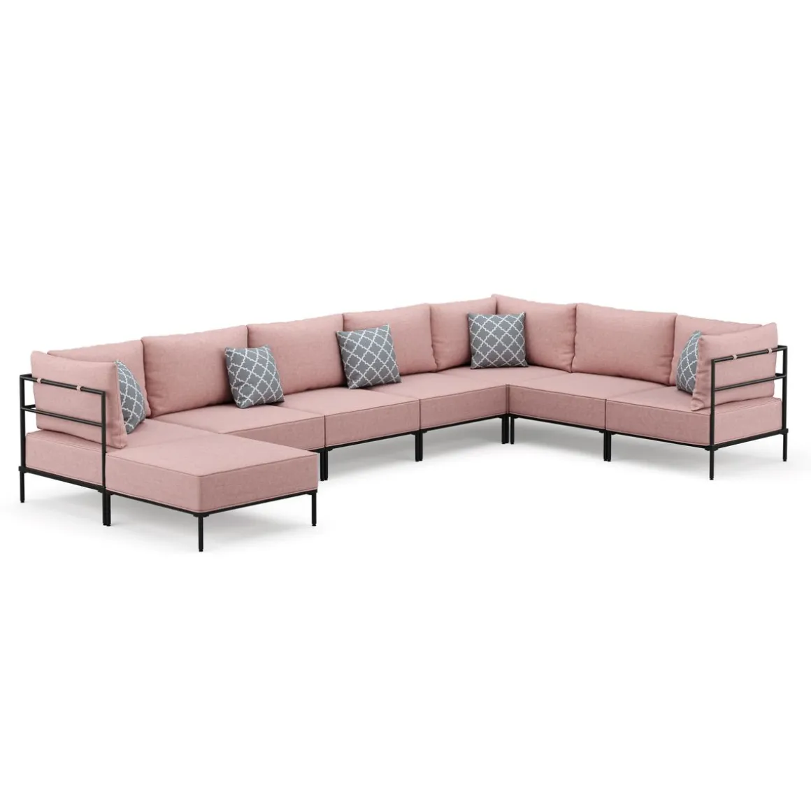 Ecksofa ETHAN Deluxe 6-Sitzer rosa