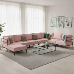 Ecksofa ETHAN Deluxe 6-Sitzer rosa