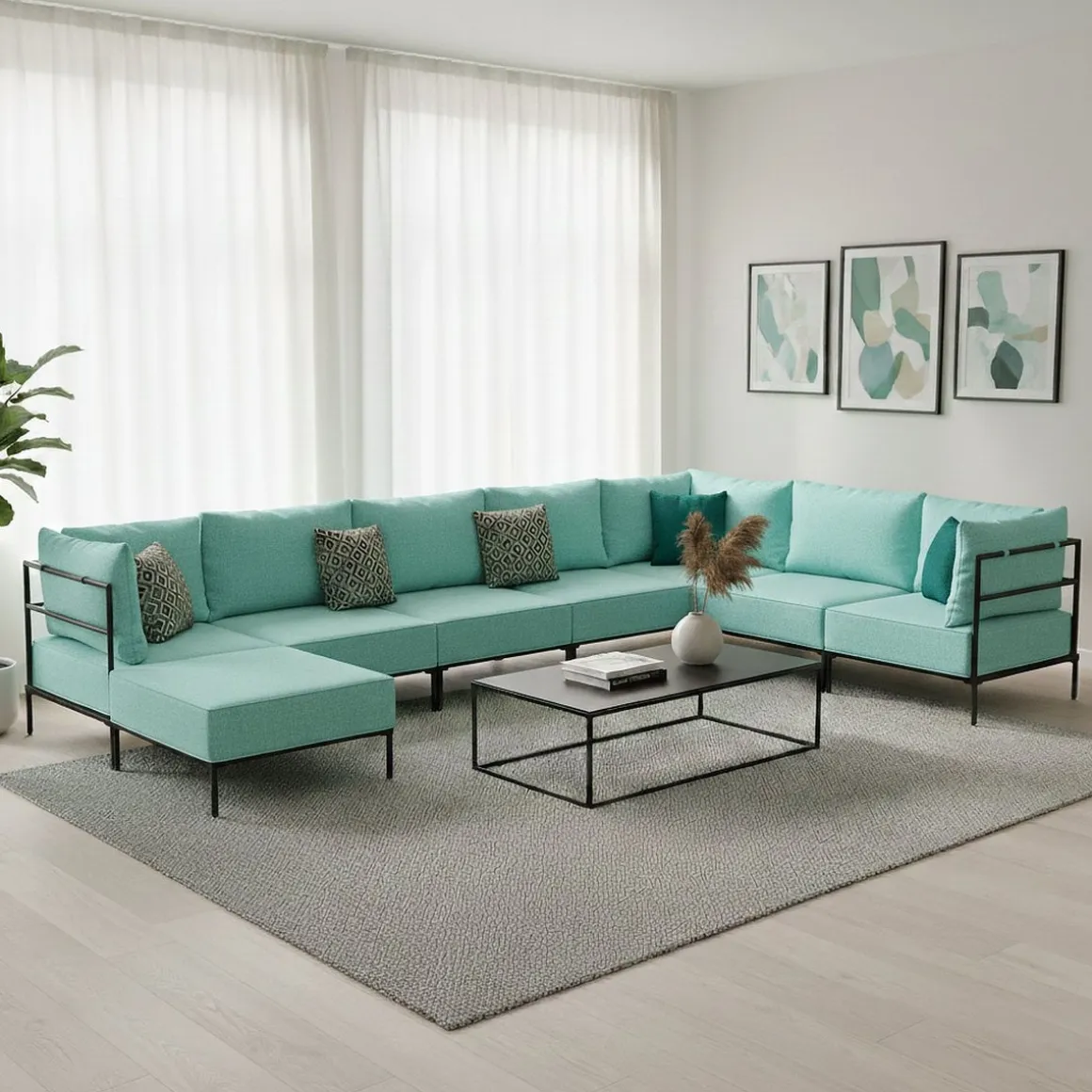 Ecksofa ETHAN Deluxe 6-Sitzer türkis