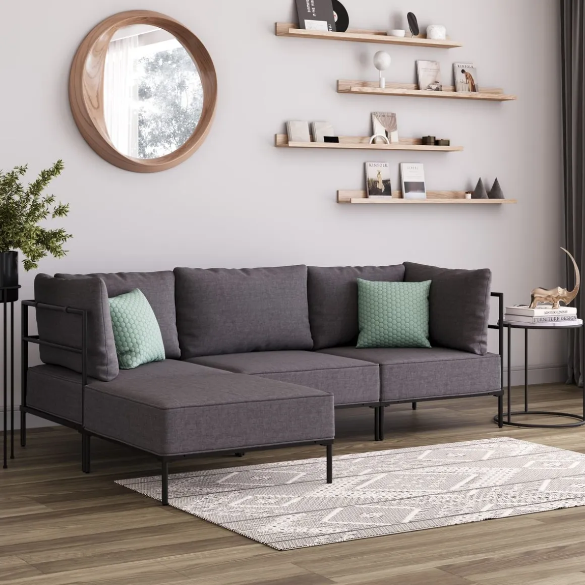 Ecksofa ETHAN 3-Sitzer anthrazit
