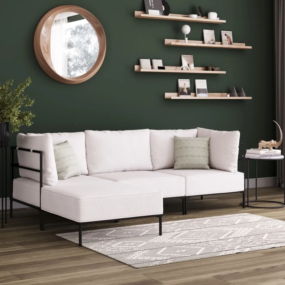 Ecksofa ETHAN 3-Sitzer creme
