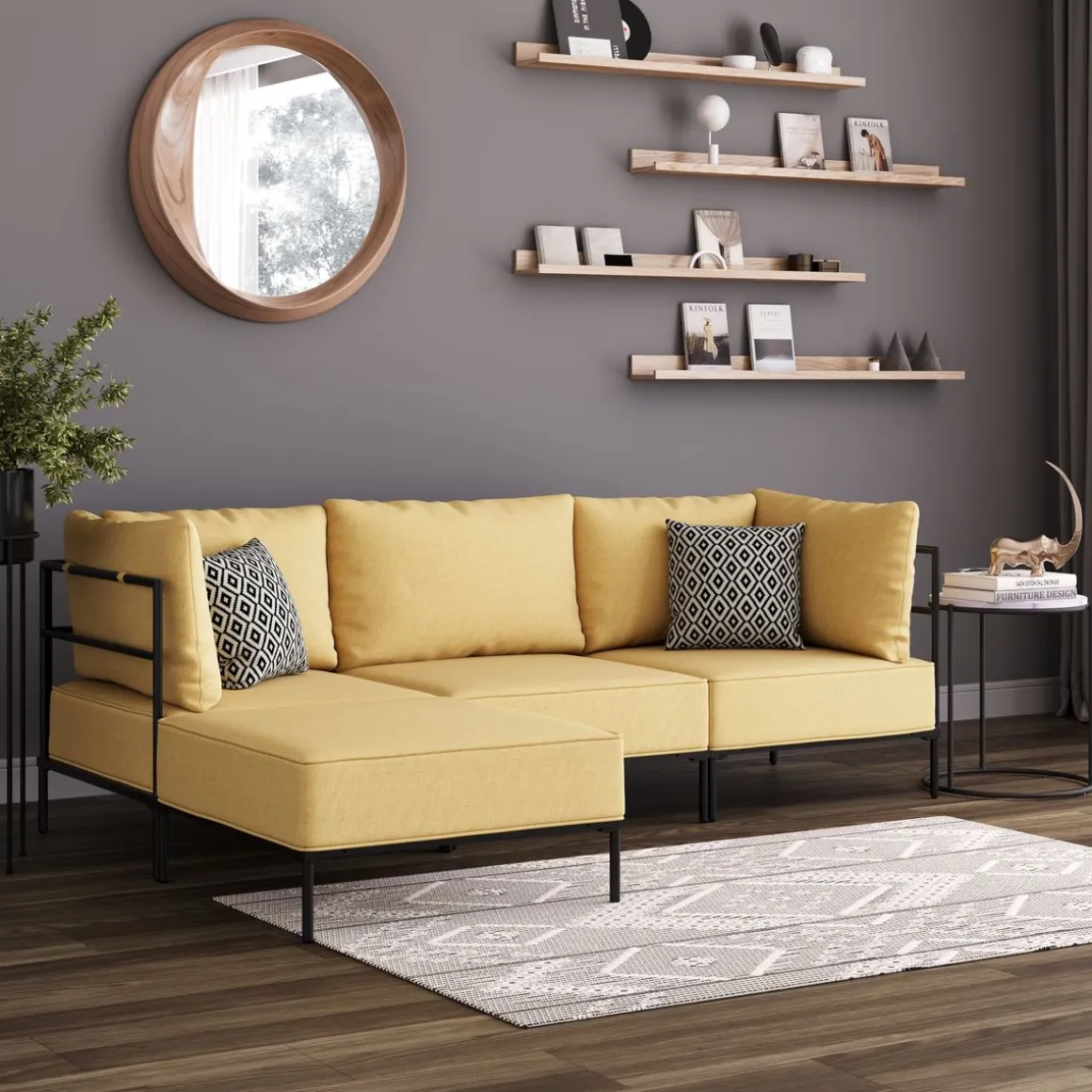 Ecksofa ETHAN 3-Sitzer gelb