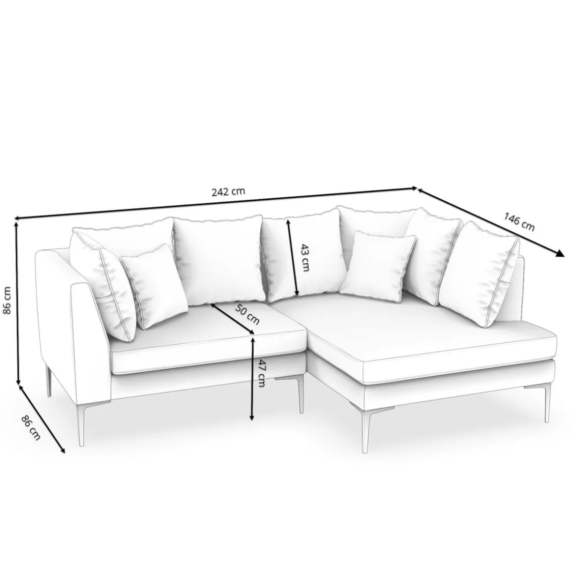 Ecksofa JOEY rechts anthrazit