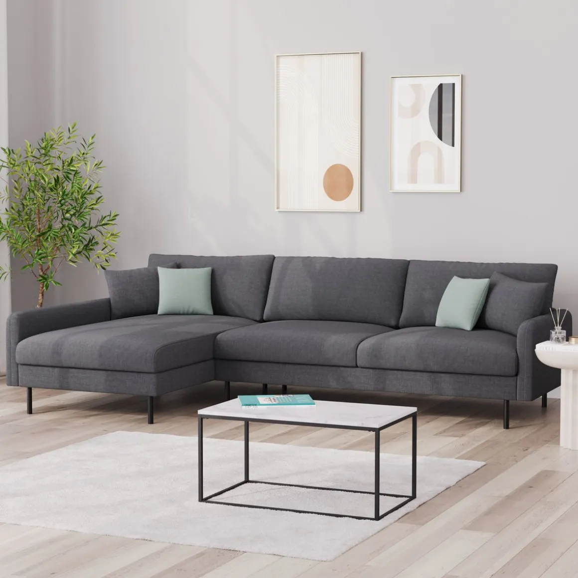 Ecksofa LEAH links anthrazit