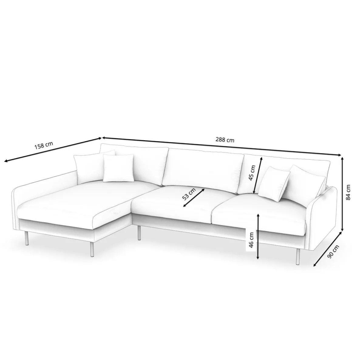 Ecksofa LEAH links gelb