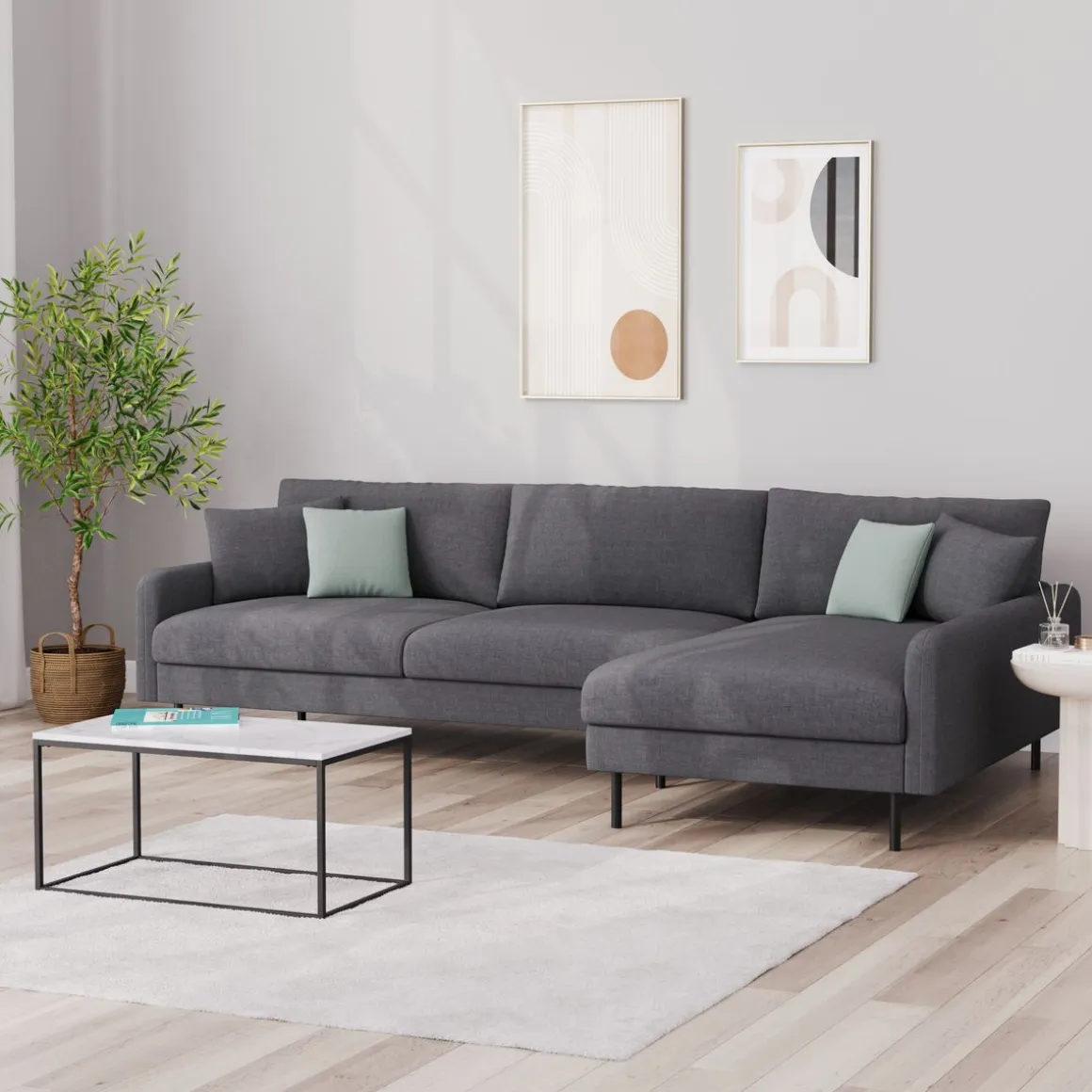 Ecksofa LEAH rechts anthrazit
