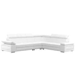 Ecksofa Leder CRISTIANO links/rechts weiss