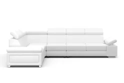 Ecksofa Leder CRISTIANO links/rechts weiss