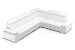 Ecksofa Leder CRISTIANO links/rechts weiss
