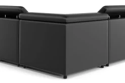 Ecksofa Leder CRISTIANO links/rechts schwarz