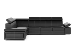Ecksofa Leder CRISTIANO links/rechts schwarz