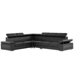 Ecksofa Leder CRISTIANO links/rechts schwarz