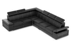 Ecksofa Leder CRISTIANO links/rechts schwarz