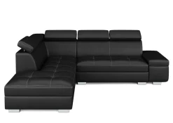 Ecksofa Leder DEBORA links schwarz