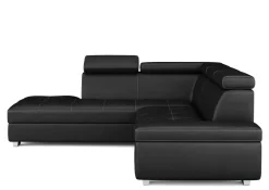 Ecksofa Leder DEBORA links schwarz