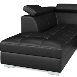 Ecksofa Leder DEBORA links schwarz