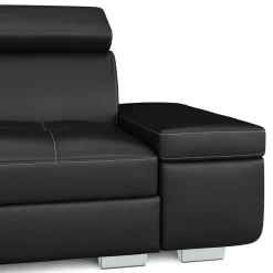 Ecksofa Leder DEBORA links schwarz