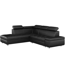 Ecksofa Leder DEBORA links schwarz