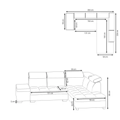 Ecksofa Leder DEBORA rechts schwarz