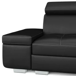 Ecksofa Leder DEBORA rechts schwarz
