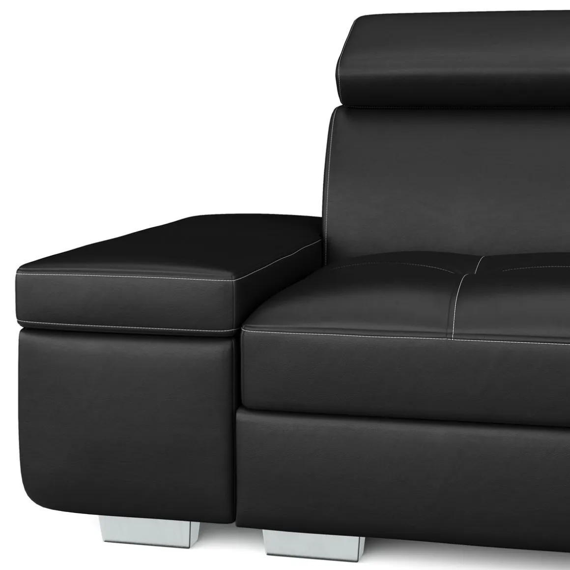 Ecksofa Leder DEBORA rechts schwarz