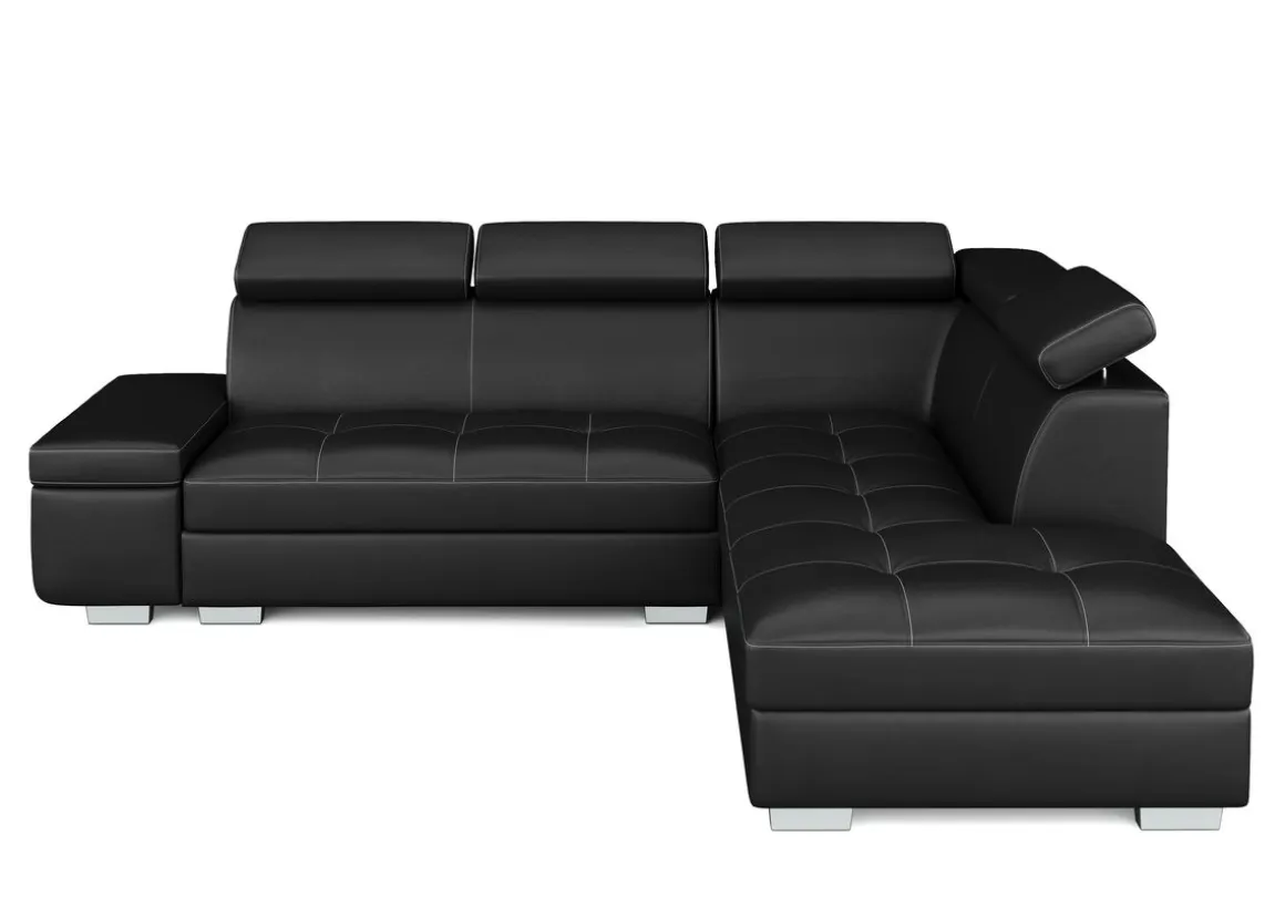 Ecksofa Leder DEBORA rechts schwarz