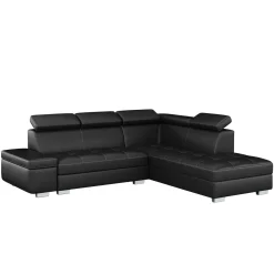Ecksofa Leder DEBORA rechts schwarz
