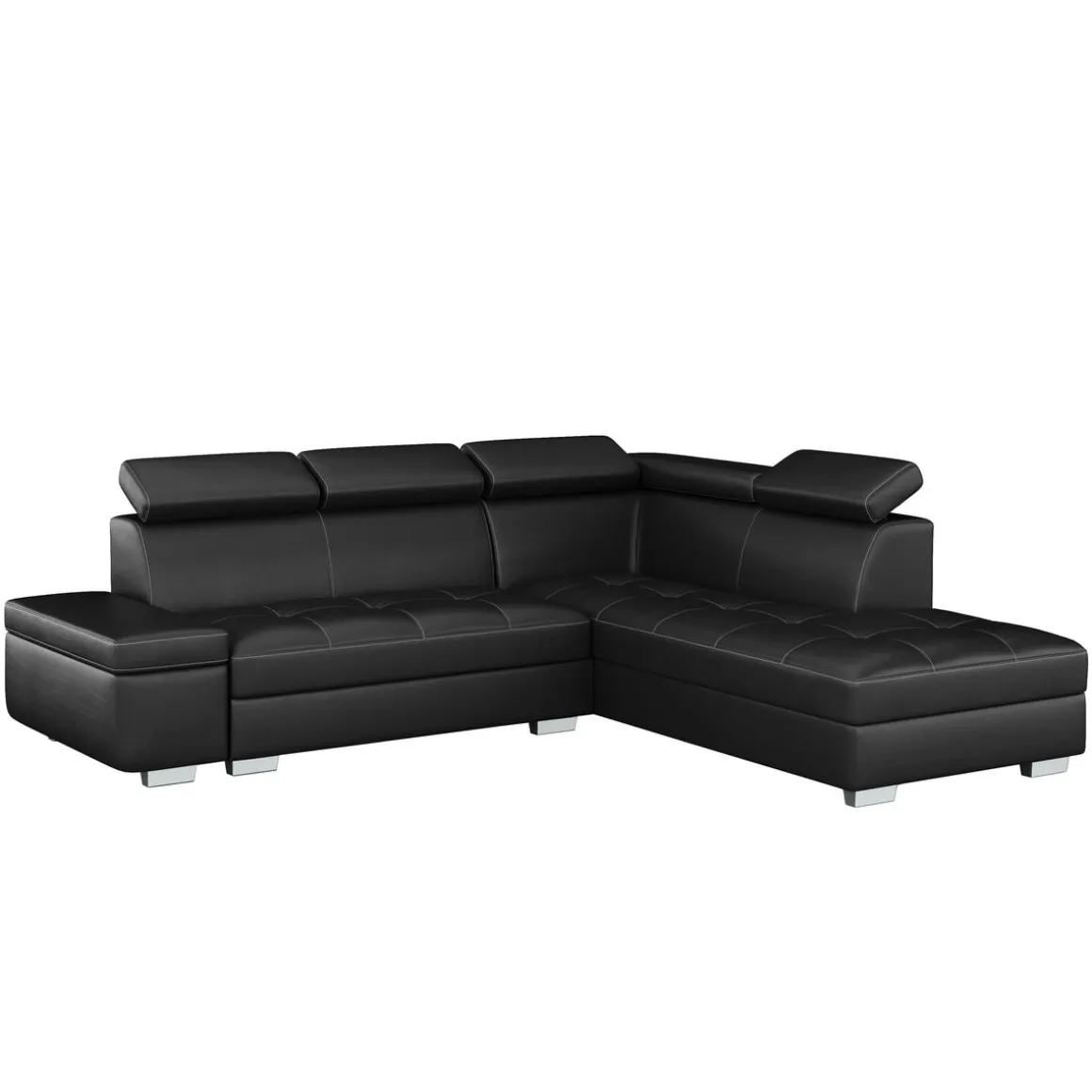 Ecksofa Leder DEBORA rechts schwarz