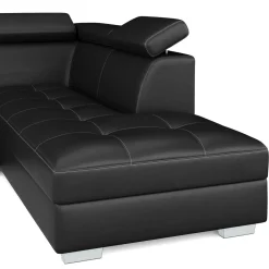 Ecksofa Leder DEBORA rechts schwarz
