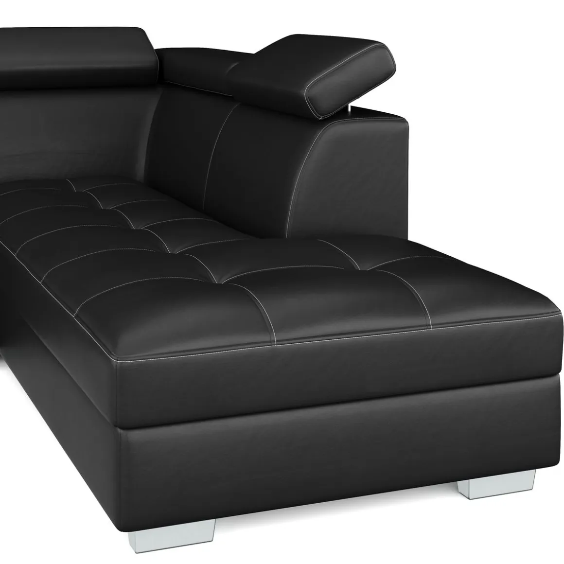Ecksofa Leder DEBORA rechts schwarz