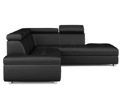 Ecksofa Leder DEBORA rechts schwarz