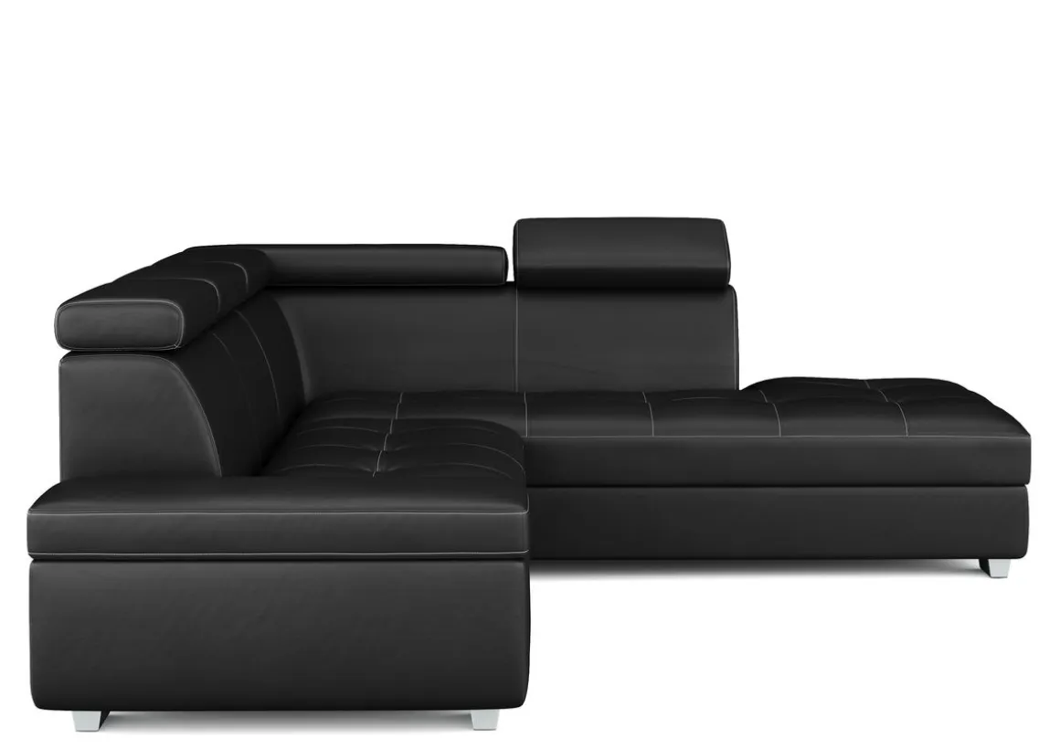 Ecksofa Leder DEBORA rechts schwarz