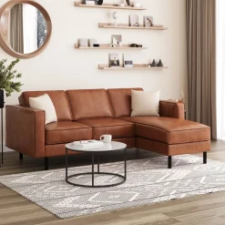 Ecksofa Leder DUKE rechts braun