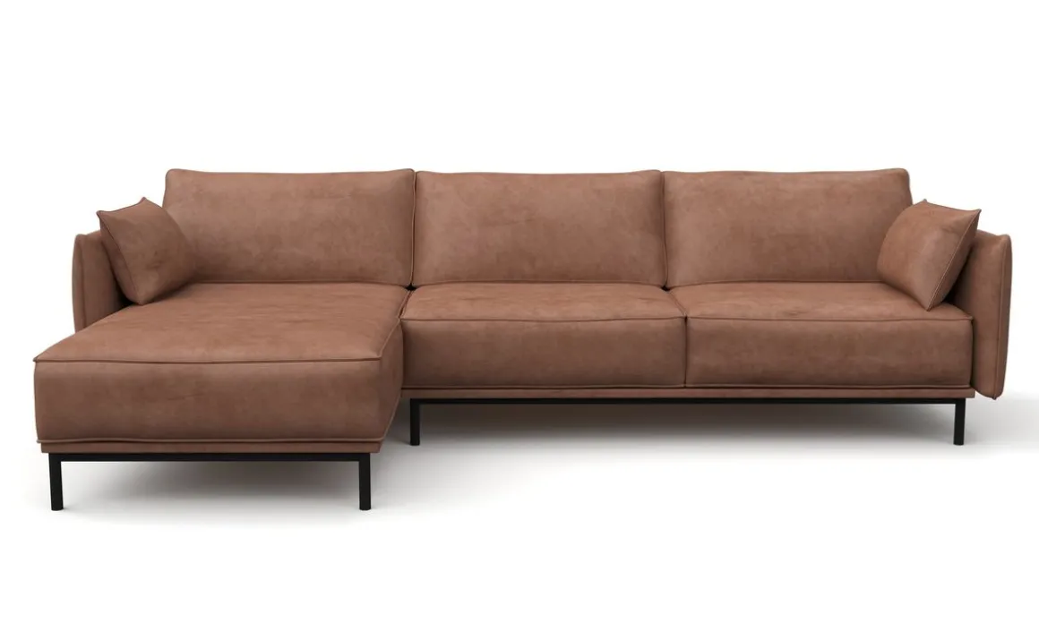 Ecksofa Leder ELVIS links braun