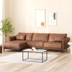 Ecksofa Leder ELVIS links braun