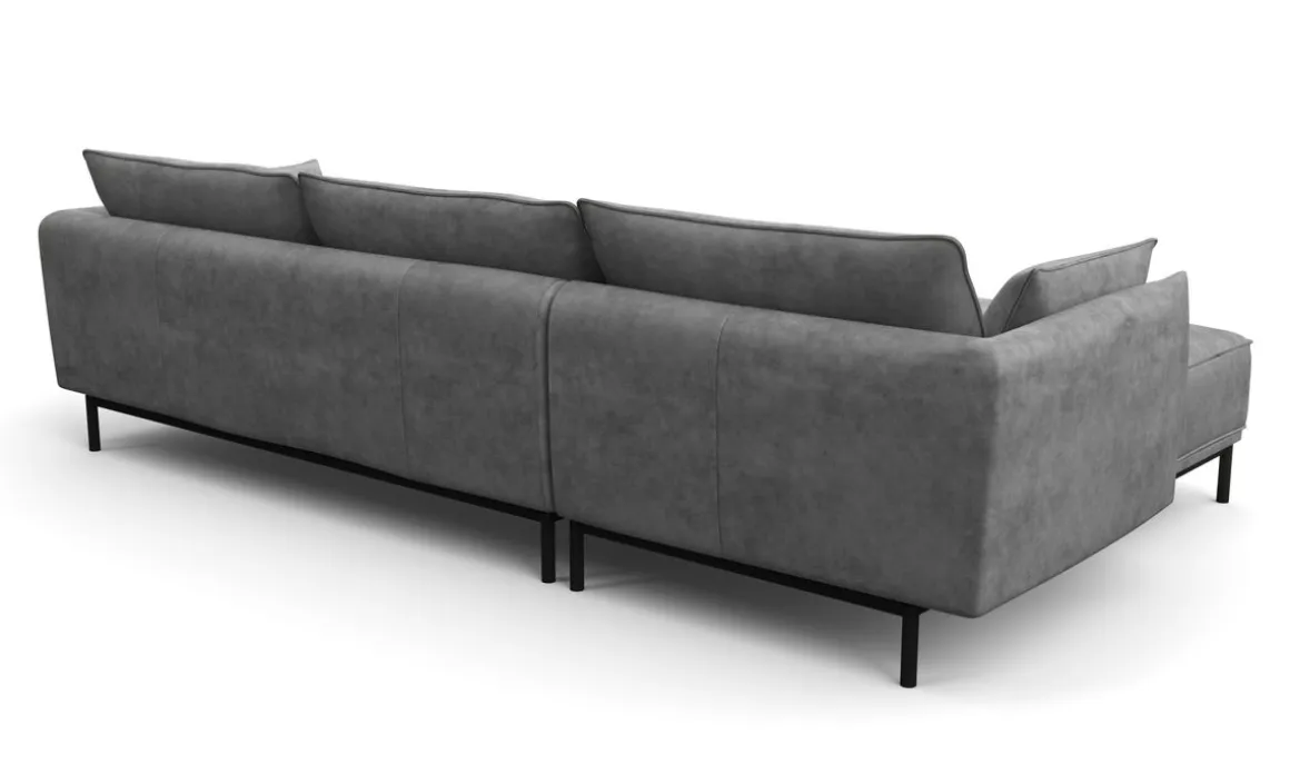 Ecksofa Leder ELVIS links grau