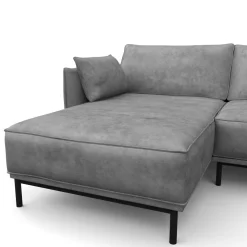 Ecksofa Leder ELVIS links grau