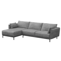 Ecksofa Leder ELVIS links grau