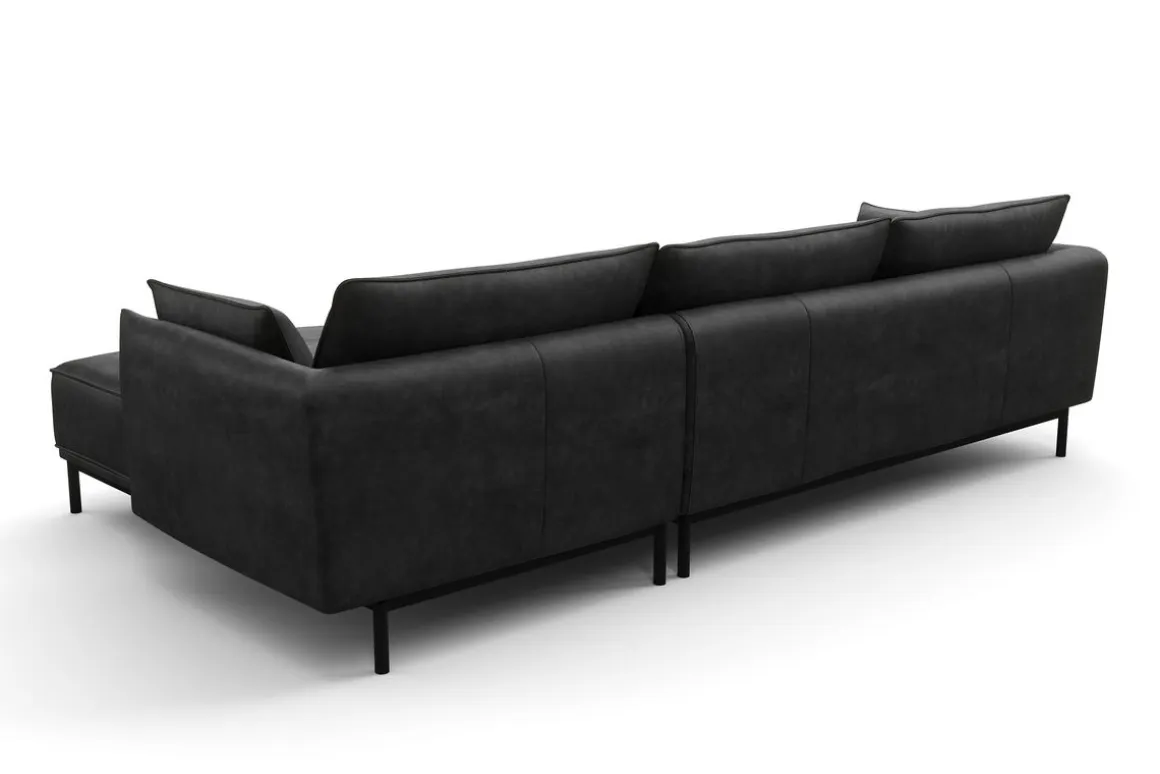 Ecksofa Leder ELVIS rechts anthrazit
