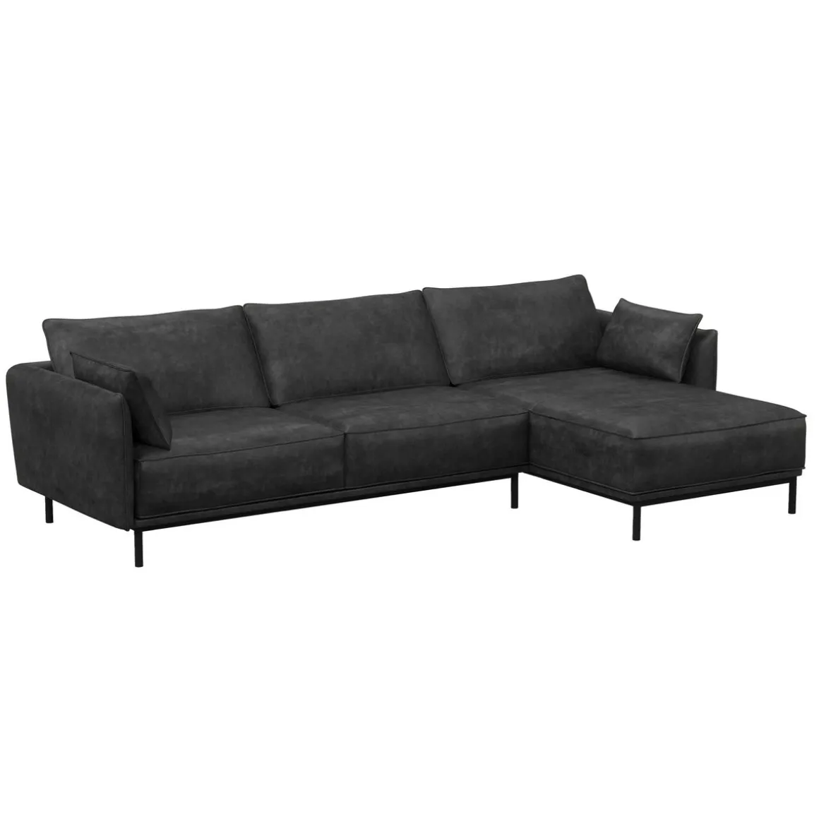 Ecksofa Leder ELVIS rechts anthrazit