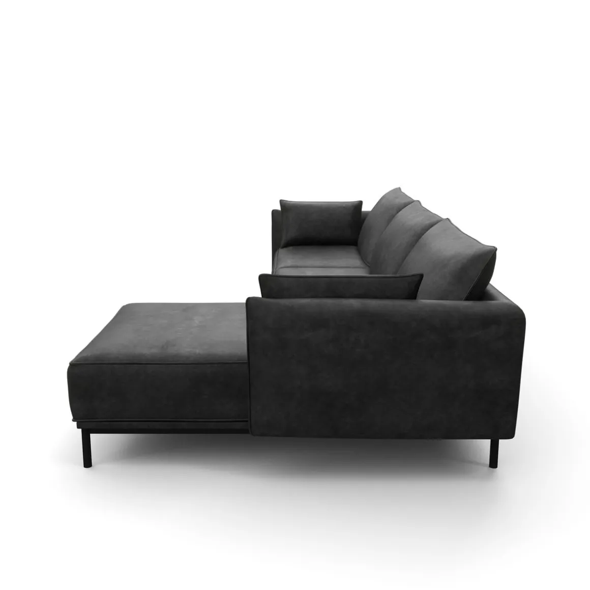 Ecksofa Leder ELVIS rechts anthrazit